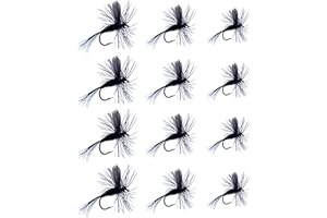 Feeder Creek Fly Fishing Flies | Black Gnat Dry Fly |12pc 3 Size Assortment 10,12,14 | Trout Flies and Bass Flies | Fly Fishi