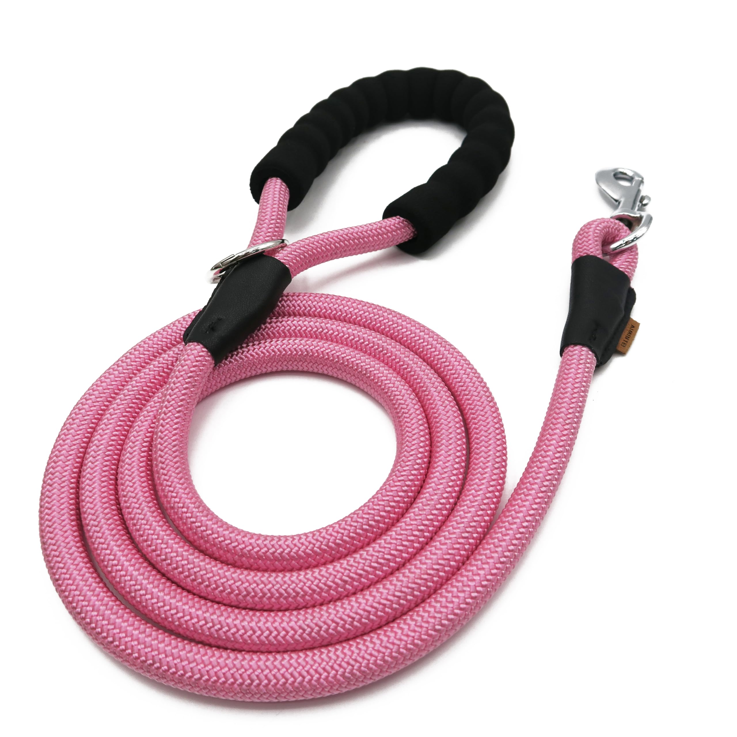 Aiminto Dog Leash, Braided Rope Traction – Walking Training Lead for Medium/Large Dogs ((1/2") - 6FT, Pink)