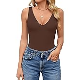 Avidlove Women's Sexy Plunge Deep V Neck Bodysuit Double Lined Sleeveless Thong Body Suit Leotard for Going Out Tank