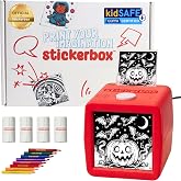 Hapiko Stickerbox AI Voice-Powered Mini Sticker Maker for Kids | Portable thermal inkless printer, 3 paper rolls &amp; 8 colored pencils, Ages 5+, Kid-safe, Screen-free custom plays