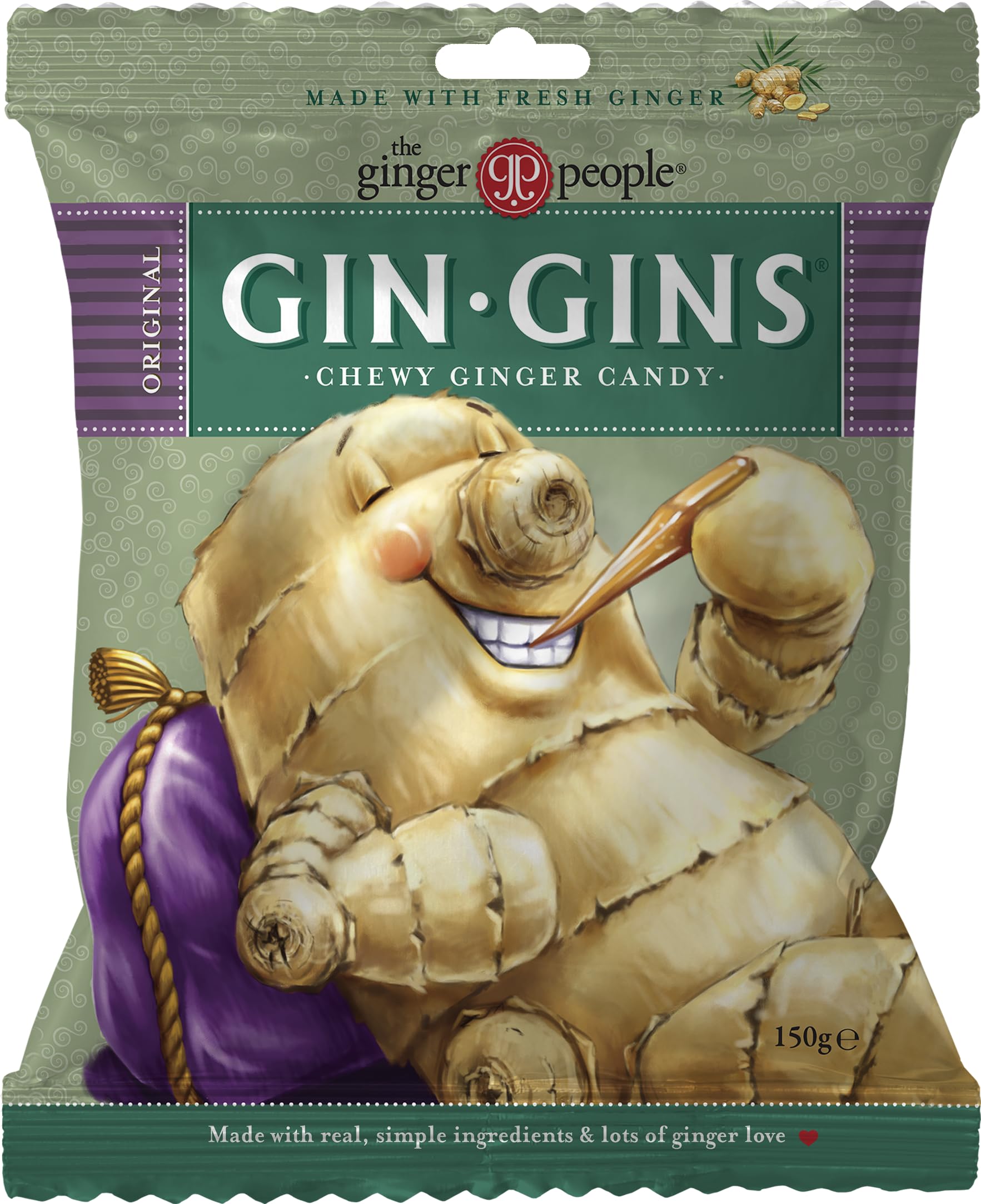 The Ginger People The Ginger People Gin Gin Original Chewy Candy Bag 150 g, Pack of 1