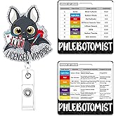 Cosmisun Phlebotomy Badge Reel with Buddy - Order of Draw Badge Holder Retractable Glitter Phlebotomist Card Holder ID Name Identification Tags Phlebotomy Accessories Gift for Nurse Student RN Work