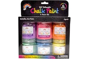 COCONUT OUTDOOR DIY Sidewalk Chalk Paint 6pk Kit - Non-Toxic, Washable Powdered Chalks - Simply Mix in Water and Use a Paintbrush to Create Colorful Artwork on the Sidewalk or Chalkboard, For Kids Ages 5+