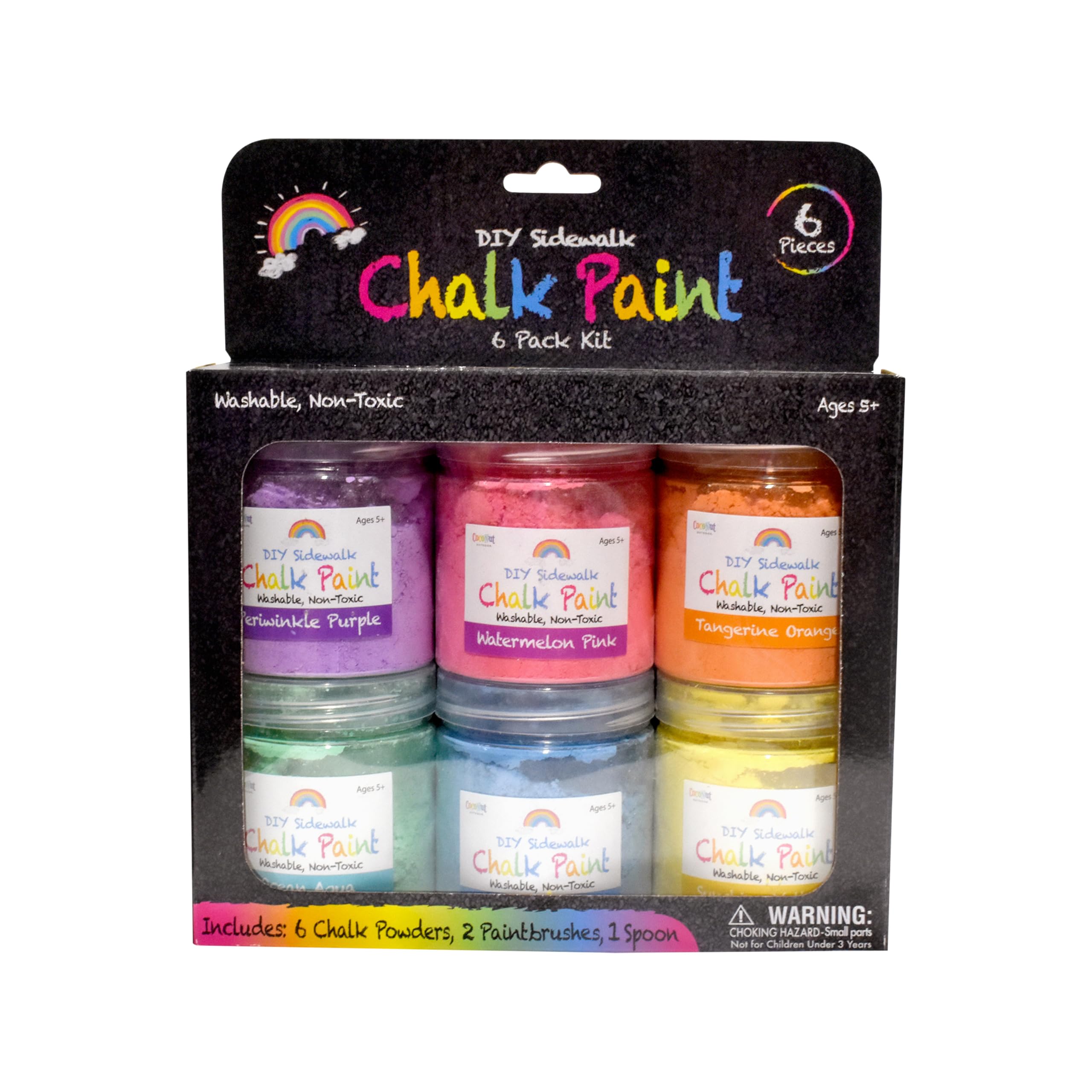 Photo 1 of DIY Sidewalk Chalk Paint 6pk Kit - Non-Toxic, Washable Powdered Chalks - Simply Mix in Water and Use a Paintbrush to Create Colorful Artwork on the Sidewalk or Chalkboard, For Kids Ages 5+