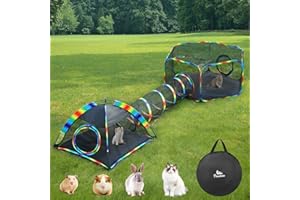 Rainbow Outdoor Cat Enclosures for Cats Indoor, Patio Portable Mesh Cat Tent, Tunnel, Playhouse with Free Carry Bag & Metal R