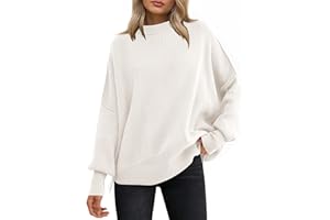 ANRABESS Women Oversized Sweaters Batwing Long Sleeve 2025 Fall Outfits Crewneck Casual Knit Side Slit Fashion Pullover Top