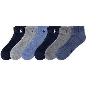 POLO RALPH LAUREN Boys' Solid Quarter Crew Socks, 6 Pack