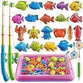 TEMI Fishing Toy for Kids 3-8 Years Old, Bath Toy for Child, Magnetic Fishing Pole for Toddlers, Summer Water Toys for Boys and Girls, Outdoor and Indoor Toys, Gifts for Birthday and Holidays