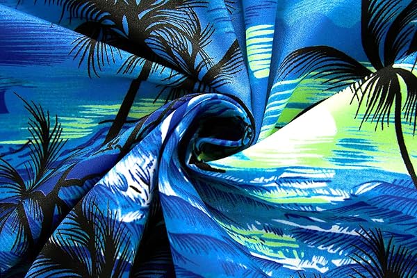 EUOW MEN’S HAWAIIAN SHIRT SHORT SLEEVES PRINTED BUTTON DOWN SUMMER BEACH DRESS SHIRTS (CYAN BLUE, L)