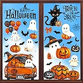 Halloween Window Clings Stickers Decor Fall Halloween Decorations Indoor | 8 Sheets Large Ghost Pumpkin Window Clings for Glass Windows &amp; Doors, Holiday Window Decals for Home Office Classroom Parties
