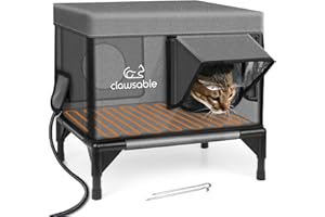 ROLIMATE Heated Cat House for Outside in Winter, Elevated Insulated Cat Houses for Outdoor Cats with Heated Pad, Waterproof Outdoor Cat Shelter for Strays, Ferals and Community Cats