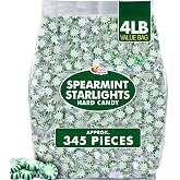 Spearmint Starlight Mints &ndash; 4 lb, 345 Pcs. Individually Wrapped | Classic green-and-white spearmint hard candies, individually wrapped for candy bowls, offices, parties, restaurants