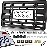 NJNYLLC Front License Plate Mount Bracket–Upgraded Car Plate Holder Universal Mounting Kit with Raised Edge & Anti Theft Screws for Front Bumper
