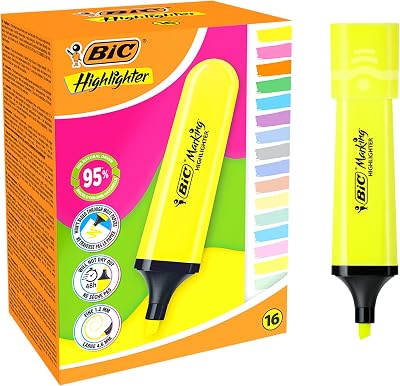 Marcador Marcador Ponta Chanfrada Pastel/Neon - Cores Variadas, Caixa de 16