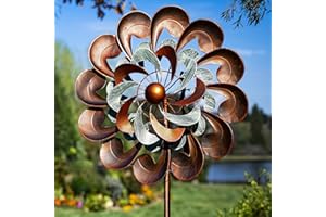 LARIANDER Wind Spinners for Yard and Garden Large, 84 Inch Wind Spinners Outdoor Metal, Wind Sculptures & Spinners Birthday Gifts for Family or Friends(Classical Flower)