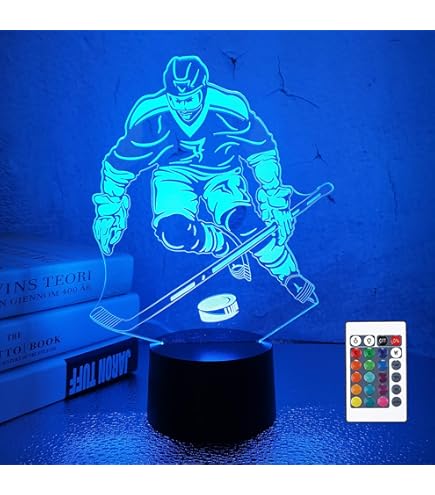 YTDZLTD Créatif 3D Hockey Nuit Lampe 16 Couleurs Changeantes Puissance