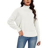 BERESIA Women's 100% Cotton Turtleneck Oversized Sweaters Loose Long Sleeve Pullover Batwing Knit Jumper