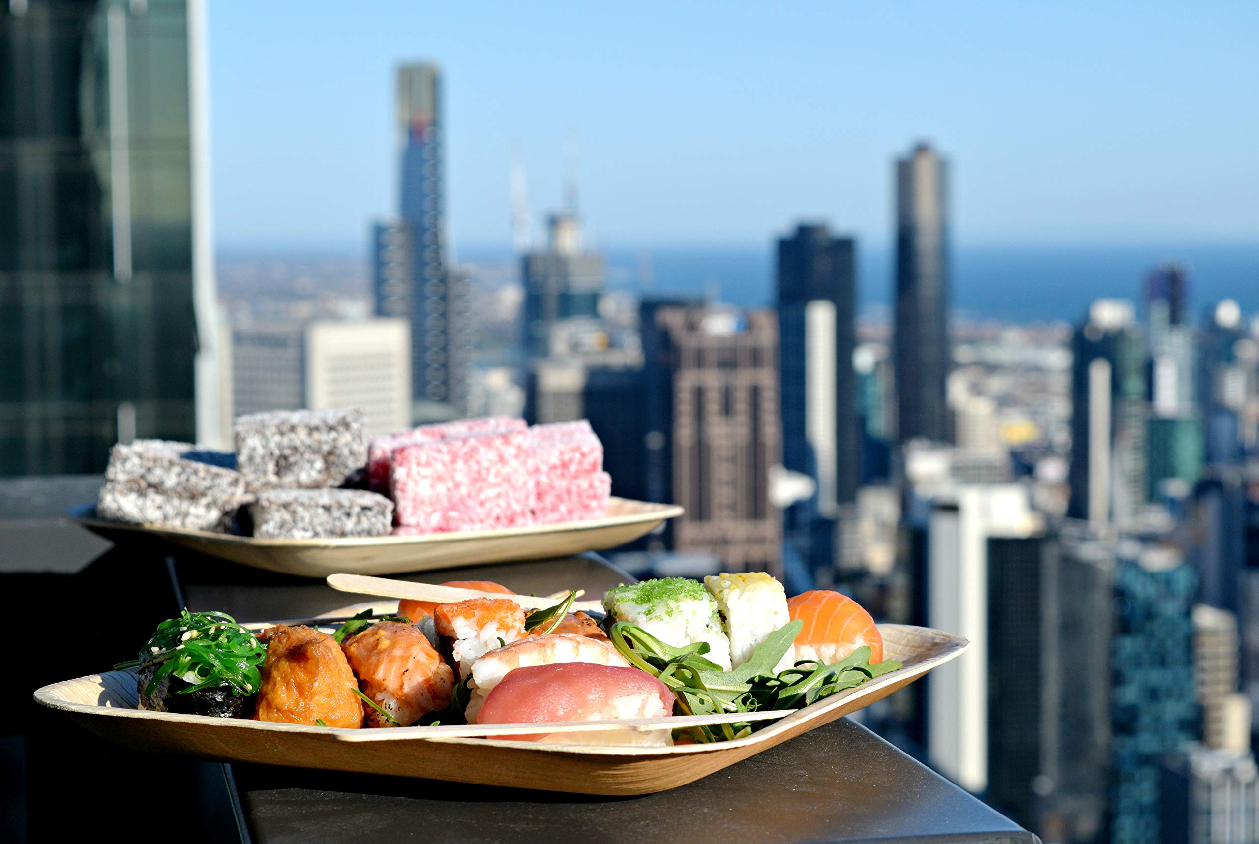 Disposable, Bamboo, Eco friendly plates/Biodegradable Leaf Dinnerware (Set of 25 Plates, Knifes, Forks & Spoons)