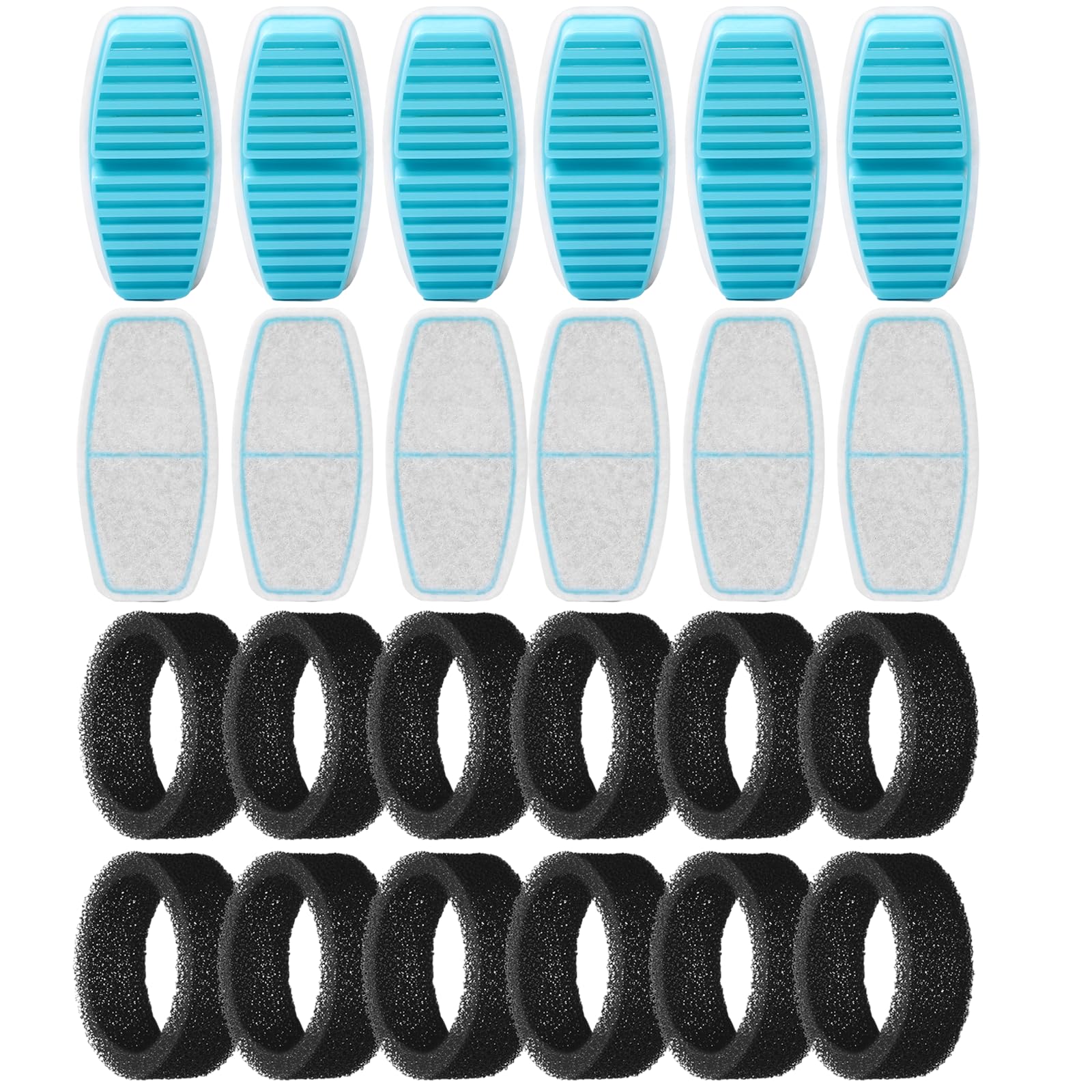 FOFNON 24 Cat Water Fountain Filters & Sponges, Triple Filtration, Loose Hair Removal, Suitable for B0CL4WMX6Z & B0CLGPCNHN