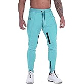 FIRSTGYM Mens Joggers Sweatpants Slim Fit Workout Training Thigh Mesh Gym Jogger Pants with Zipper Pockets