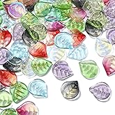 LiQunSweet 100 Pcs Glass Crystal Charms Glitter Mini Plant Leaf Charm for Jewelry Making DIY Accessories