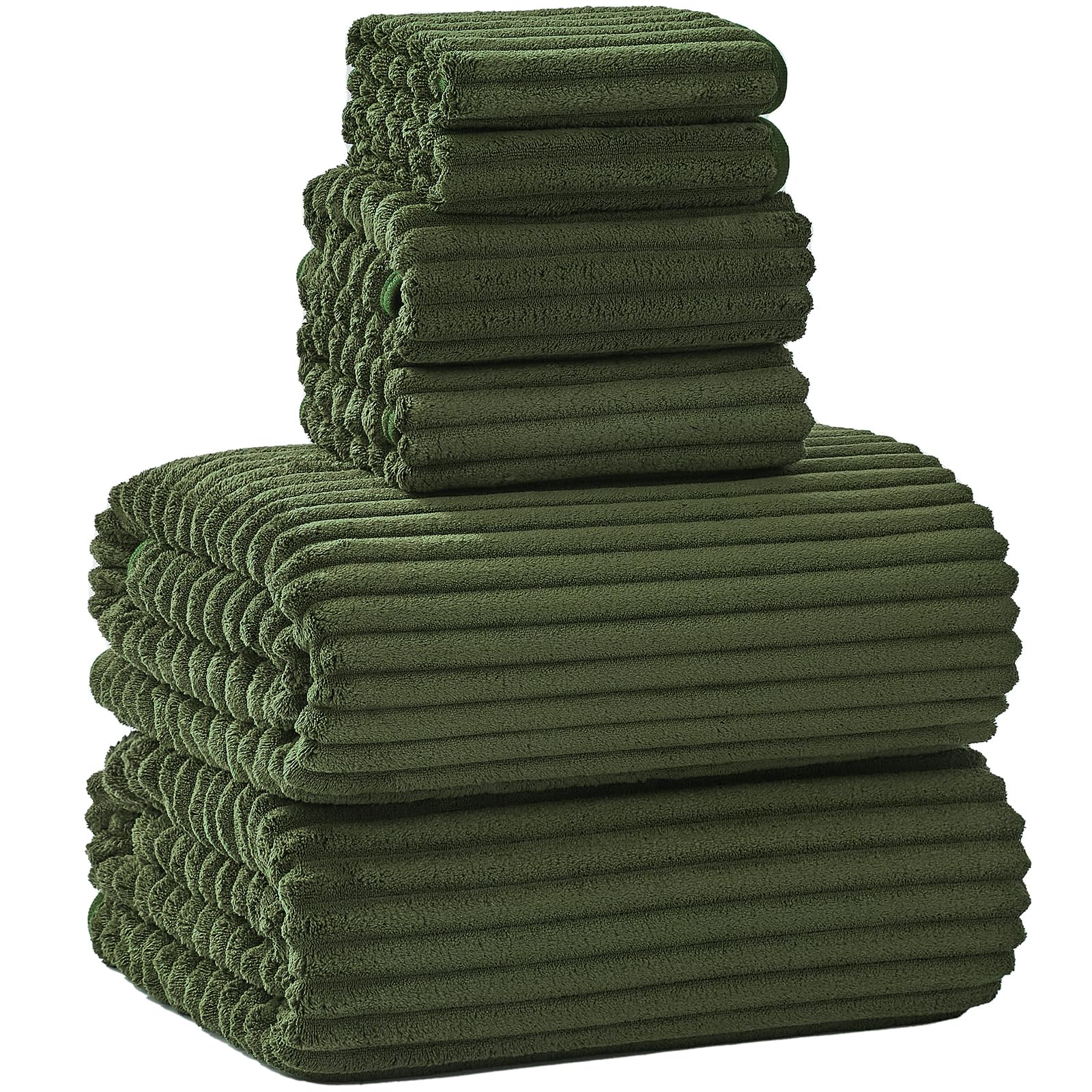 NALIVO Extra Large Bath Towel Set of 6 (40"x80"),Oversized Bath Sheet Super Soft Highly Absorbent Microfibers Quick Dry Luxury Shower Towel for Bathroom Spa Gym Hotel Yoga (Olive Green, 6Piece)