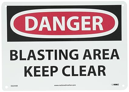 Nmc D229ab Danger Blasting Area Keep Clear Sign 14 In X 10 In Aluminum Danger Sign With Black White On White Red Industrial Warning Signs Amazon Com Industrial Scientific