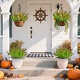 4PCS Small Fake Plants Decor - RAINFLOW Fake Flowers for Decoration Fall Decorations for Home Backyard Front Porch Decor Yard Decorations Outdoor Decor Indoor Plants Artificial Greenery Stems 13.1IN