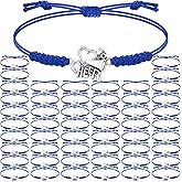Inbagi 48 Pcs Cheerleader Gifts Cheer Bracelet Girls Cheerleading Charm Bracelet Adjustable Cheerleader Gifts for Cheer Team Cheerleading Jewelry Accessories Bulk (Blue)