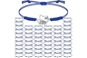 Inbagi 48 Pcs Cheerleader Gifts Cheer Bracelet Girls Cheerleading Charm Bracelet Adjustable Cheerleader Gifts for Cheer Team Cheerleading Jewelry Accessories Bulk