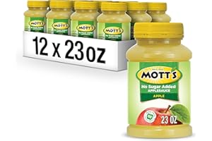 Mott's No Sugar Added Applesauce, 23 Oz Jar (Pack Of 12), Good Source Of Vitamin C, No Artificial Flavors