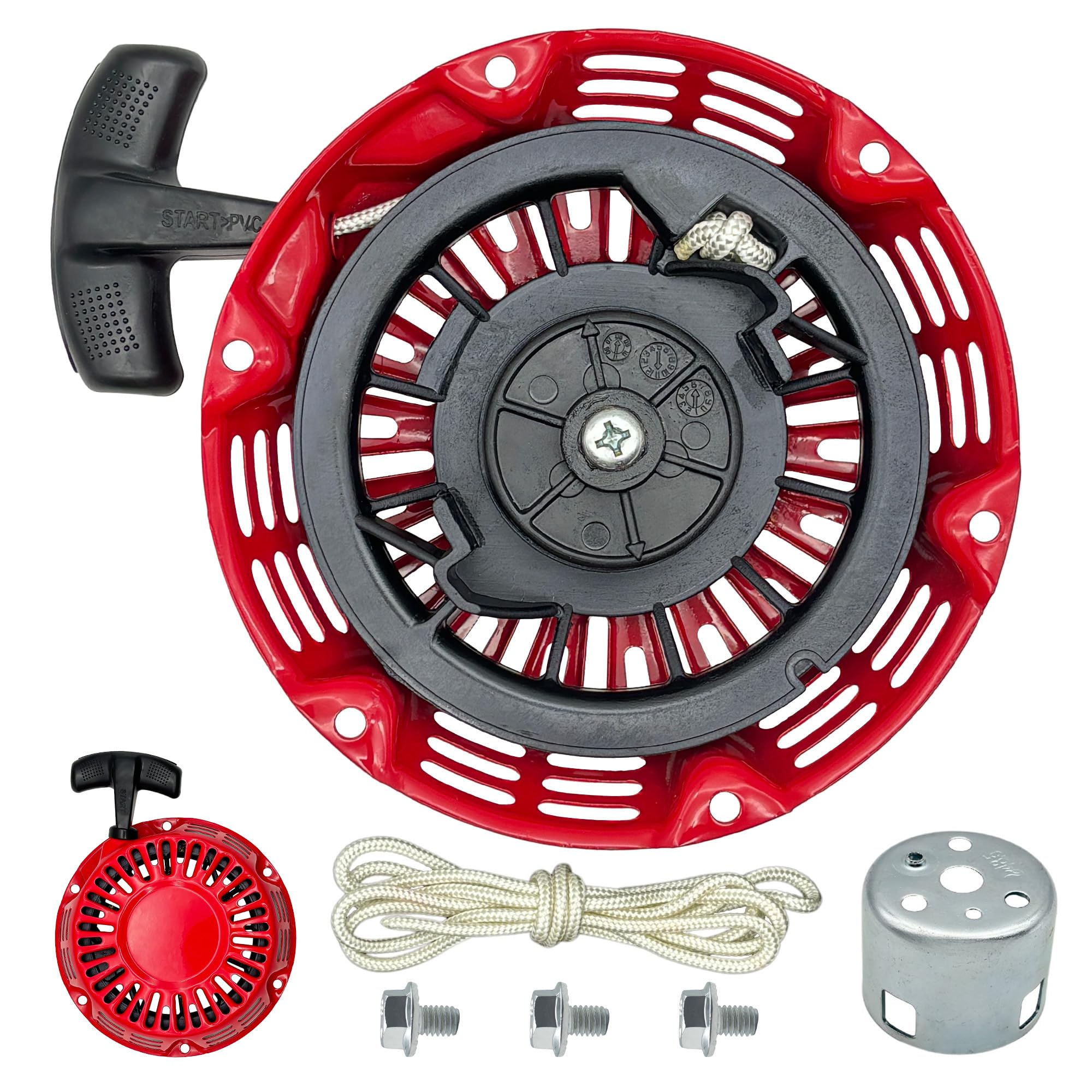 YGQ GX160 Pull Start Assembly GX120 GX200 Recoil Starter Pull Rope String with Pully Cup for Honda Rolair Blackmax and Clones