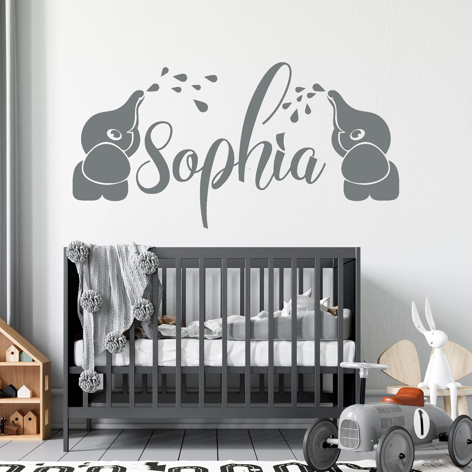 Amazon.com: Girl name wall decal, baby room decor, elephant decal, girl