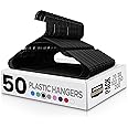 Utopia Home Plastic Hangers 50 Pack - Perfect Space Saving Clothes Hanger - Durable and Strong - Perfect Closet Organizers with Shoulder Grooves (Black)