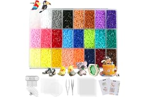 LIHAO 24000 Fuse Beads, 24 Color 2.6mm Tiny Mini Fuse Bead Kit with Pegboards Ironing Paper for Party Craft, Arts and Crafts Decorations, Toys Crafts for Kids
