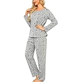 ENJOYNIGHT Womens Pajama Set Cotton Long Sleeve Pjs Two Piece Sleepwear with Pockets