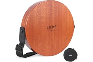 LIEKE Portable Cajon Drum 10 inch Mini Hand Box Drum with Snare Wires,Mahogany Body,Bag,Strap for Beginners & Travel
