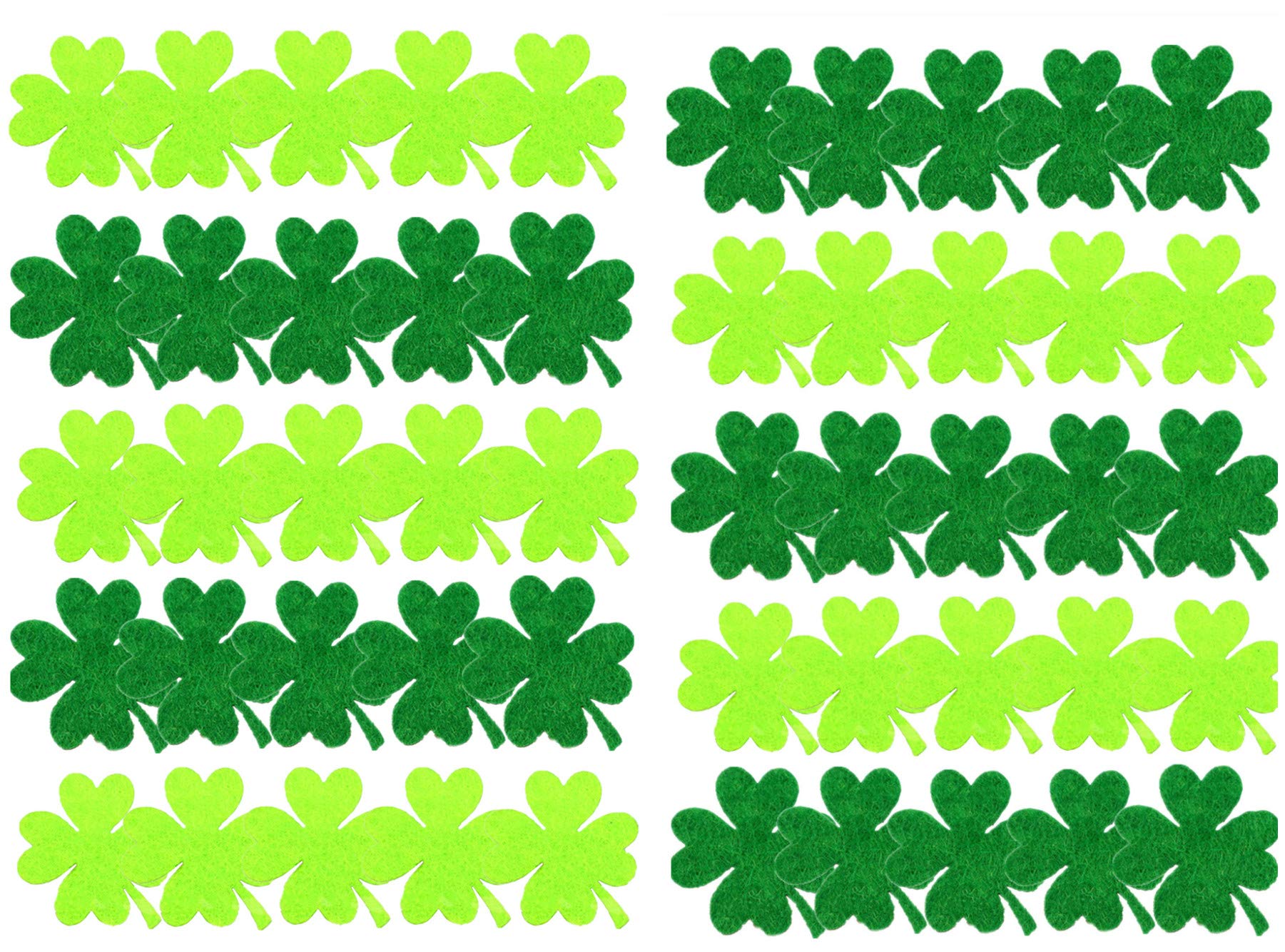 Zhiheng 50pcs Assorted 2 Colors Shamrock Felt Stickers 4 Leaf Clover Applique Embellishment for Necklace Bracelet Earrring Jewelry Making Scrapbook Card Making ST Patricks Day Decorations