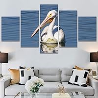SIGNWIN 5 Panel Canvas Wall Art Lone Pelican for Home Decorations Ready to Hang - 60