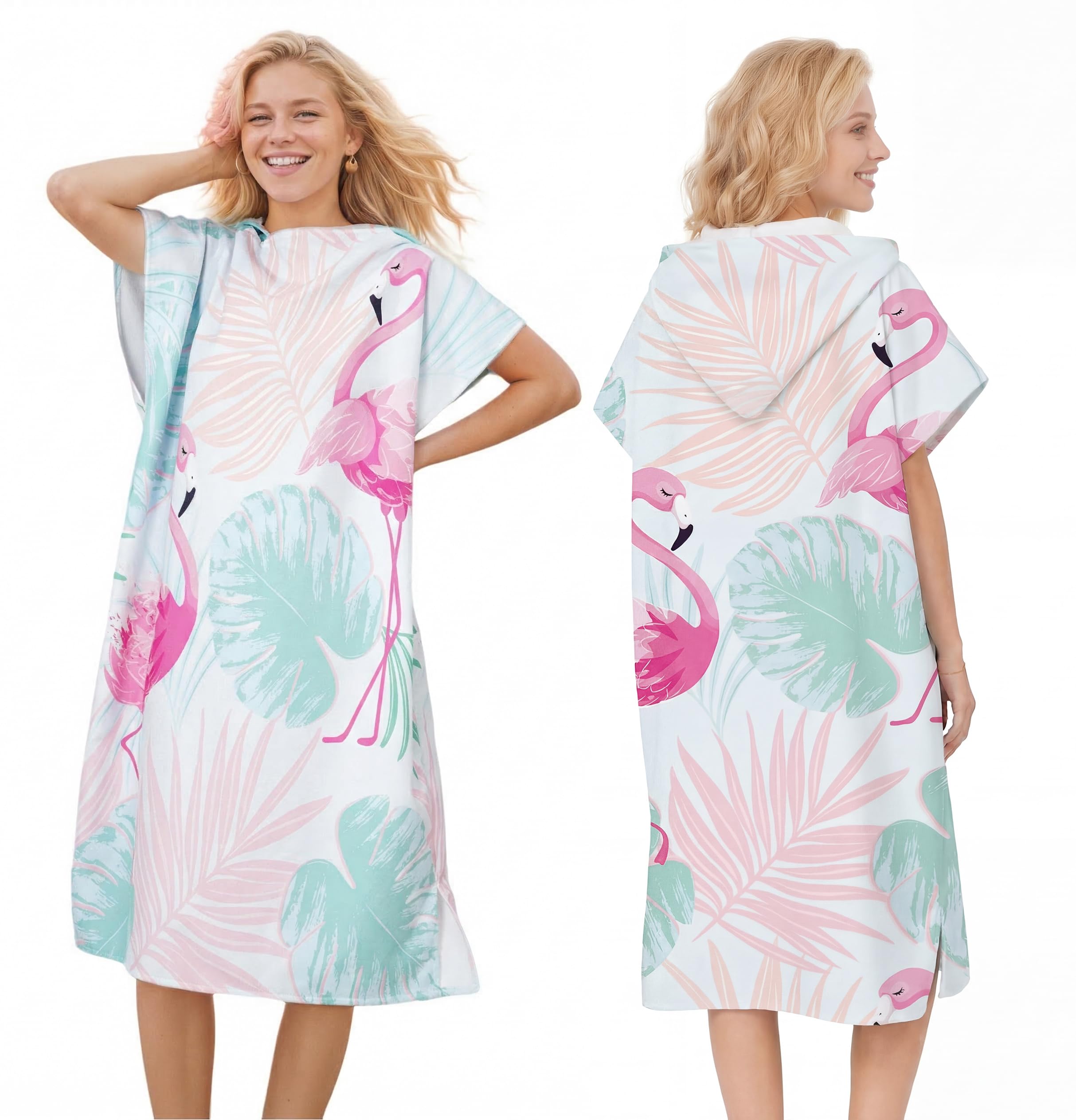 LOMTRATS Quick-drying Surf Poncho, Changing Towel, Bathrobe, Sports Towels for Swimmers,Hoodie for Adults,Swimming,Beach,Surfing,Diving,Bathing（Adult-L）