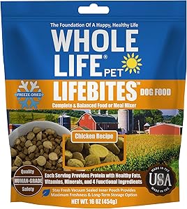 Whole Life Pet LifeBites Human Grade Freeze Dried Dog Food Real Chicken Recipe, 16 Ounce