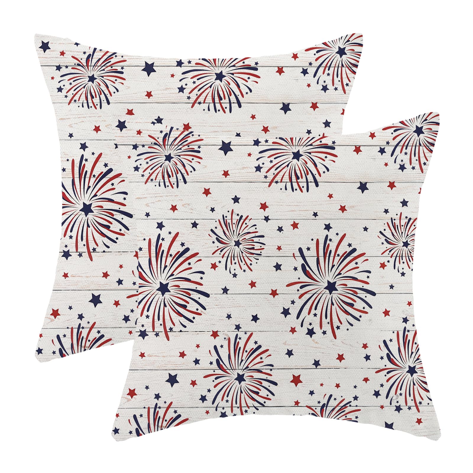 Photo 1 of *COVERS ONLY* GOLIANDA 4th of July Pillow Covers 20x20 Set of 2, Firework Red Blue Stars Decor Patriotic Throw Pillows Independence Memorial Day Pillowcase Outdoor Decorations Farmhouse Cushion Case for Couch Home