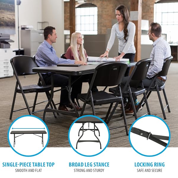 LIFETIME 6-FOOT NESTING FOLDING TABLE, COMMERCIAL, BLACK
