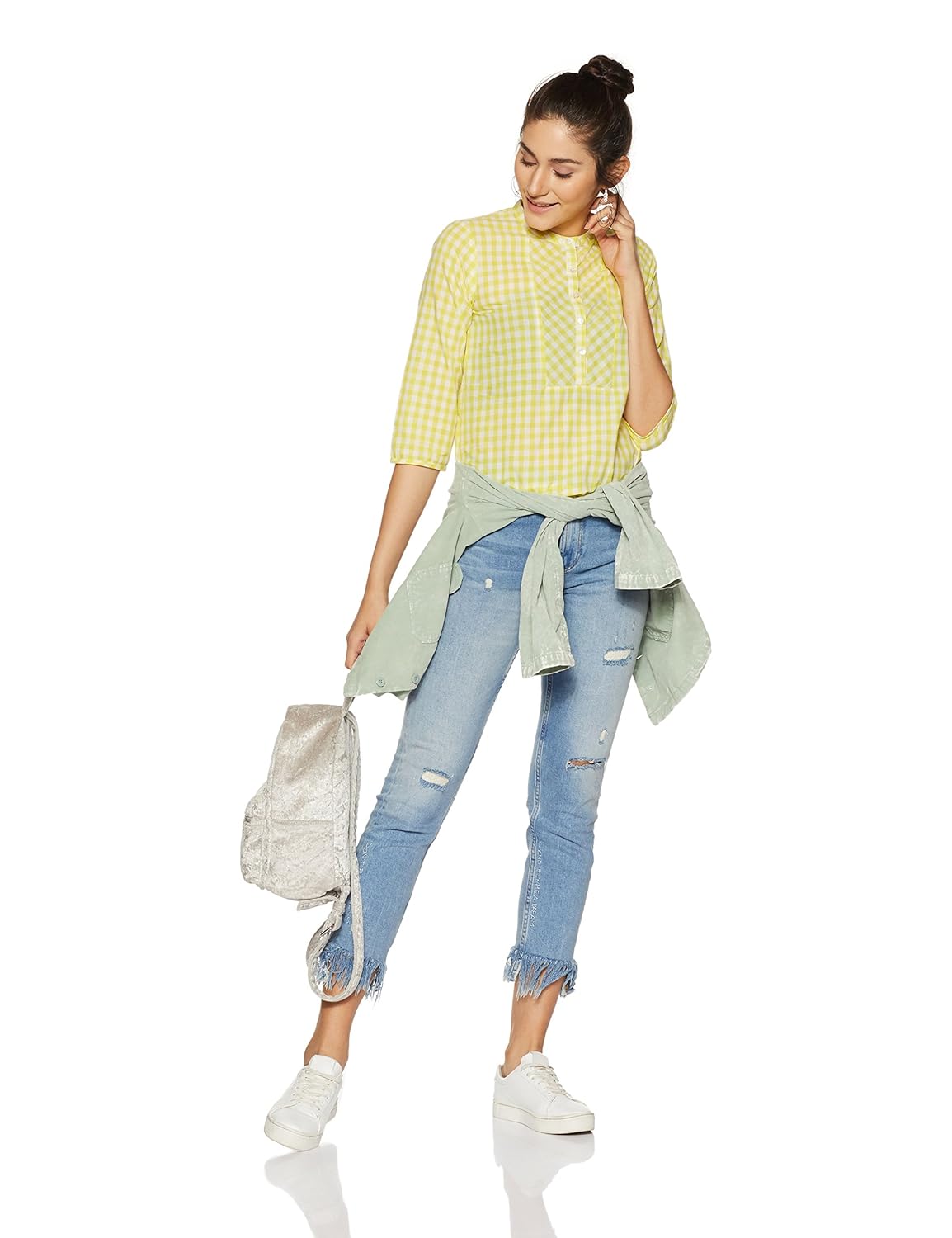 styleville.in women's checkered regular fit top