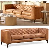 POLY &amp; BARK Essex 89&rdquo; Full-Grain Italian Leather Sofa &ndash; Tufted Back, Feather-Down Comfort, Solid Wood Frame, Cognac Tan