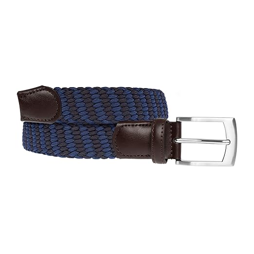 Hochwertiger Sommergürtel, elastischer, geflochtener Stretch-Gürtel mit echtem Premium Vollrindleder, verschiedene Farben, Fl