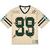 UOUA Mens Jersey Y2k Baggy Shirts Number Graphic Tees Oversized V Neck Tshirts Streetwear Tops