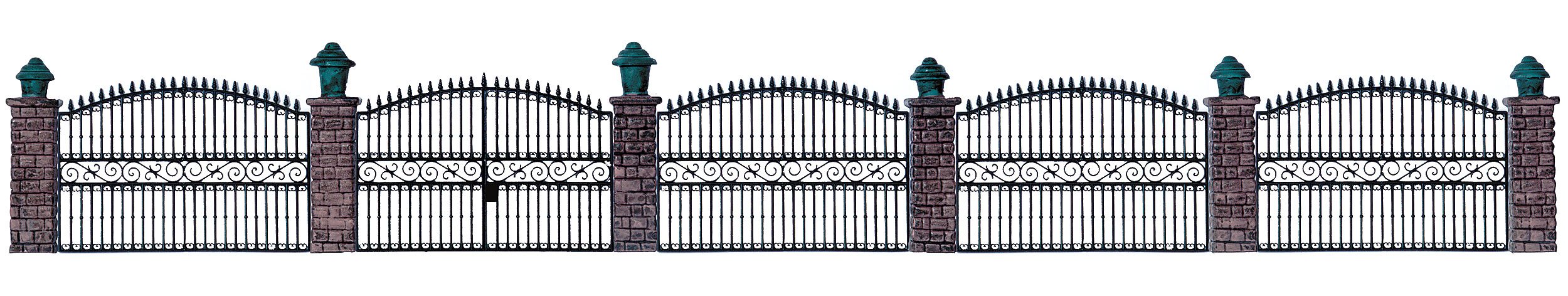 Ornamental Fence With Brick Pillars
