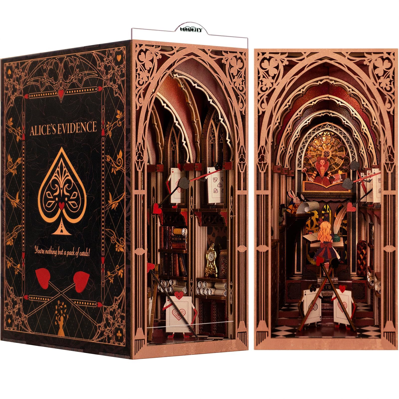 Book Nook Kit, DIY Dollhouse Booknook Miniature Kit, MiniCity 3D Wooden Puzzle Bookshelf Insert Decor Creativity Bookends Model Kits Plus Version with LEDs Light for Teens and Adults, Dreamland — image 1