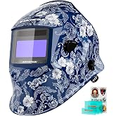 ARCCAPTAIN Welding Helmet Auto Darkening, 1/25000s Response, Shade 4/9-13 | 1/1/1/1 True Color Welding Hood with 4 Arc Sensors, Solar Powered, 3.86" x 1.69", Durable PA Material, Battery Replaceable